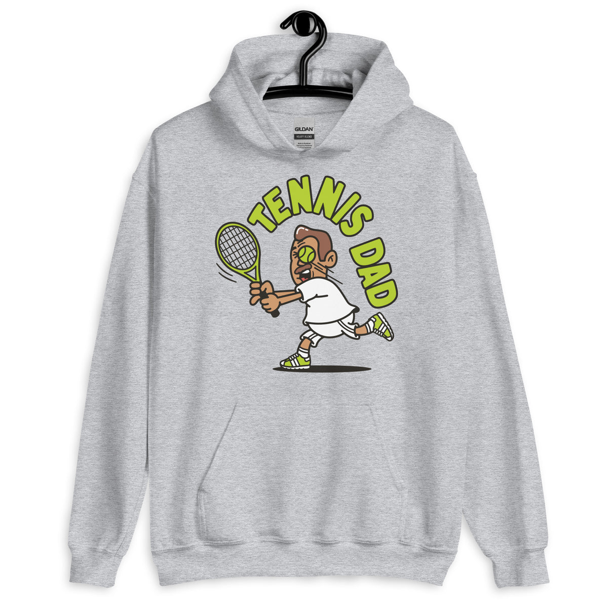 Tennis Brown Hair Tan Skin Tone No-Glasses Medium Moustache Dad Hoodie