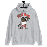 Gym Black Hair Dark Skin Tone Glasses Long Moustache Dad Hoodie