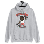 Gym Black Hair Dark Skin Tone Glasses Long Moustache & Chin Beard Dad Hoodie