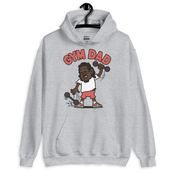 Gym Black Hair Dark Skin Tone Glasses Long Moustache & Chin Beard Dad Hoodie