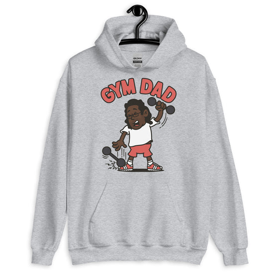 Gym Black Hair Dark Skin Tone Glasses Long Stubble Dad Hoodie