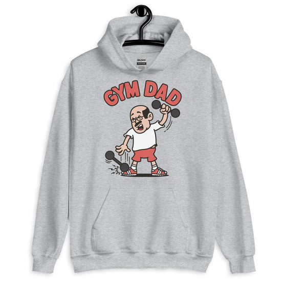 Gym Black Hair Light Skin Tone Glasses Bald Moustache Dad Hoodie