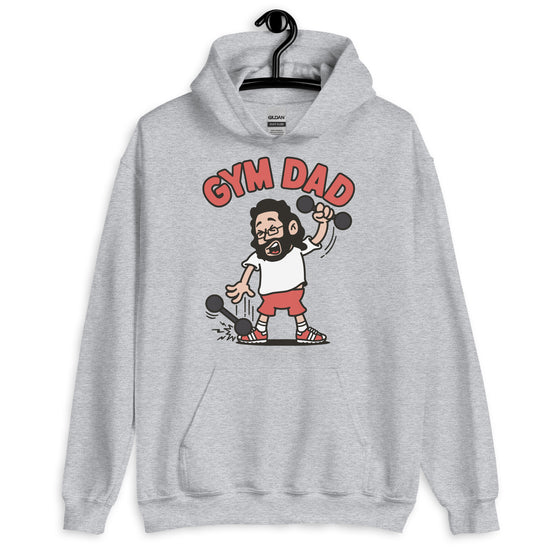 Gym Black Hair Light Skin Tone Glasses Long Beard Dad Hoodie