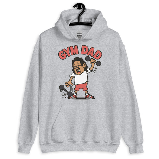 Gym Black Hair Tan Skin Tone Glasses Long Moustache Dad Hoodie