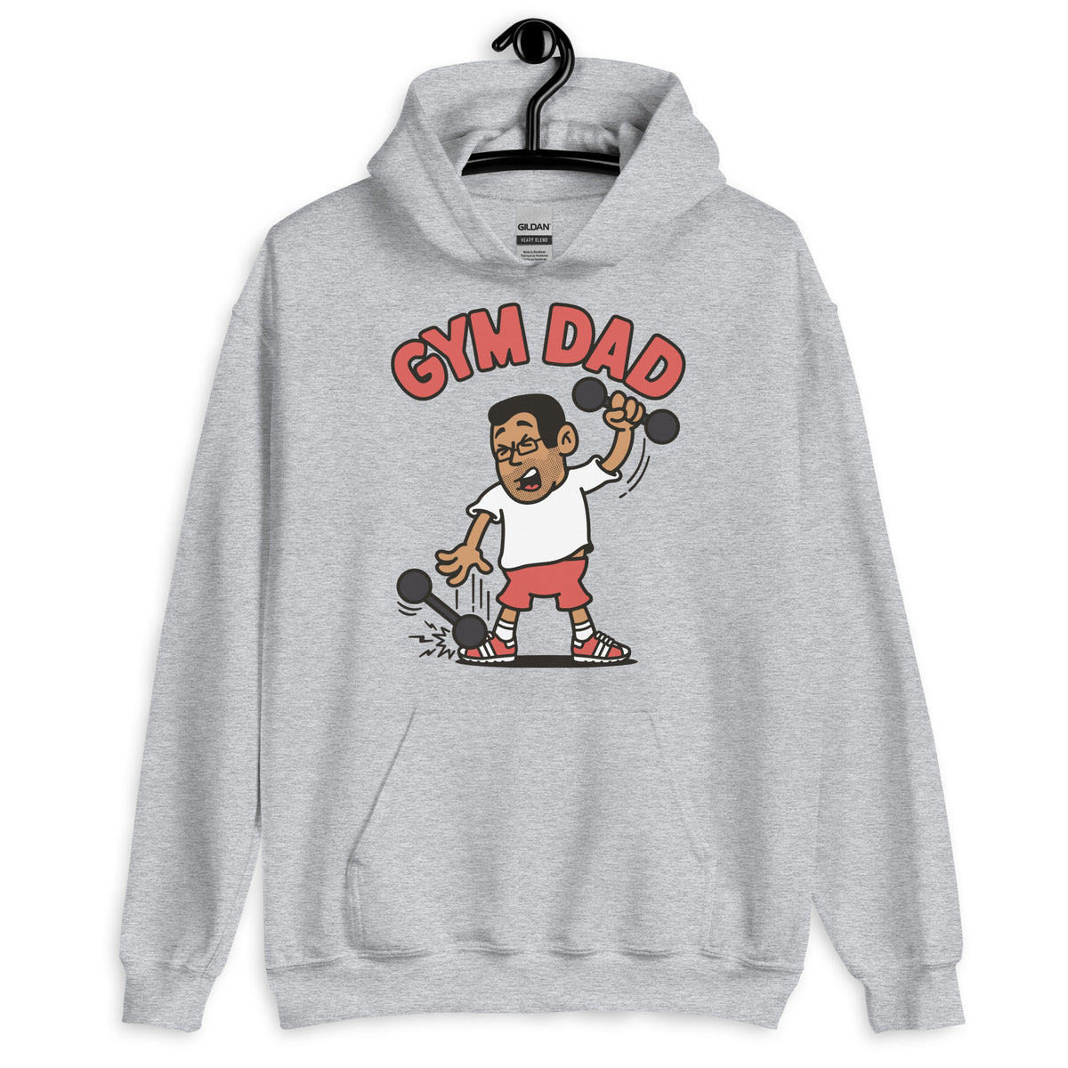 Gym Black Hair Tan Skin Tone Glasses Short Stubble Dad Hoodie