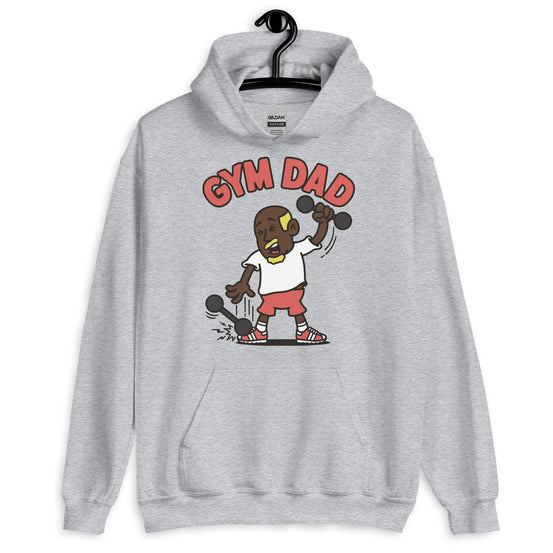 Gym Blond Hair Dark Skin Tone No-Glasses Bald Moustache & Chin Beard Dad Hoodie