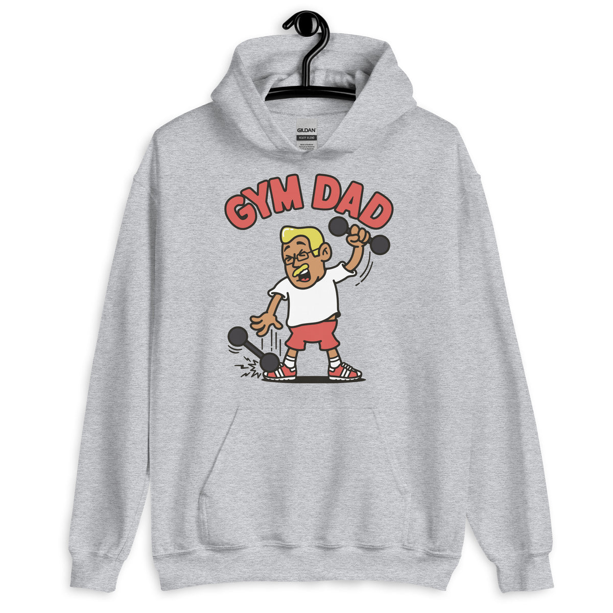 Gym Blond Hair Tan Skin Tone Glasses Medium Moustache Dad Hoodie