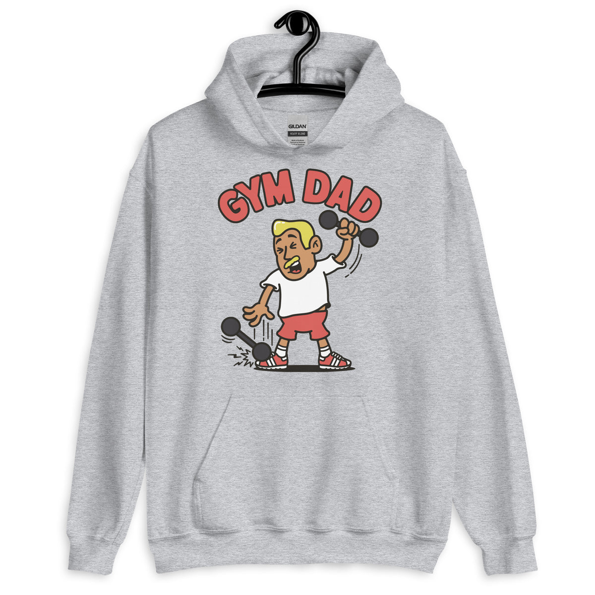 Gym Blond Hair Tan Skin Tone No-Glasses Medium Moustache Dad Hoodie