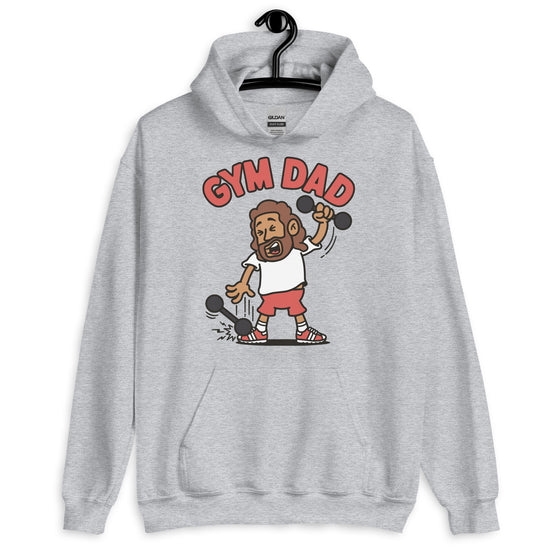 Gym Brown Hair Tan Skin Tone No-Glasses Long Beard Dad Hoodie