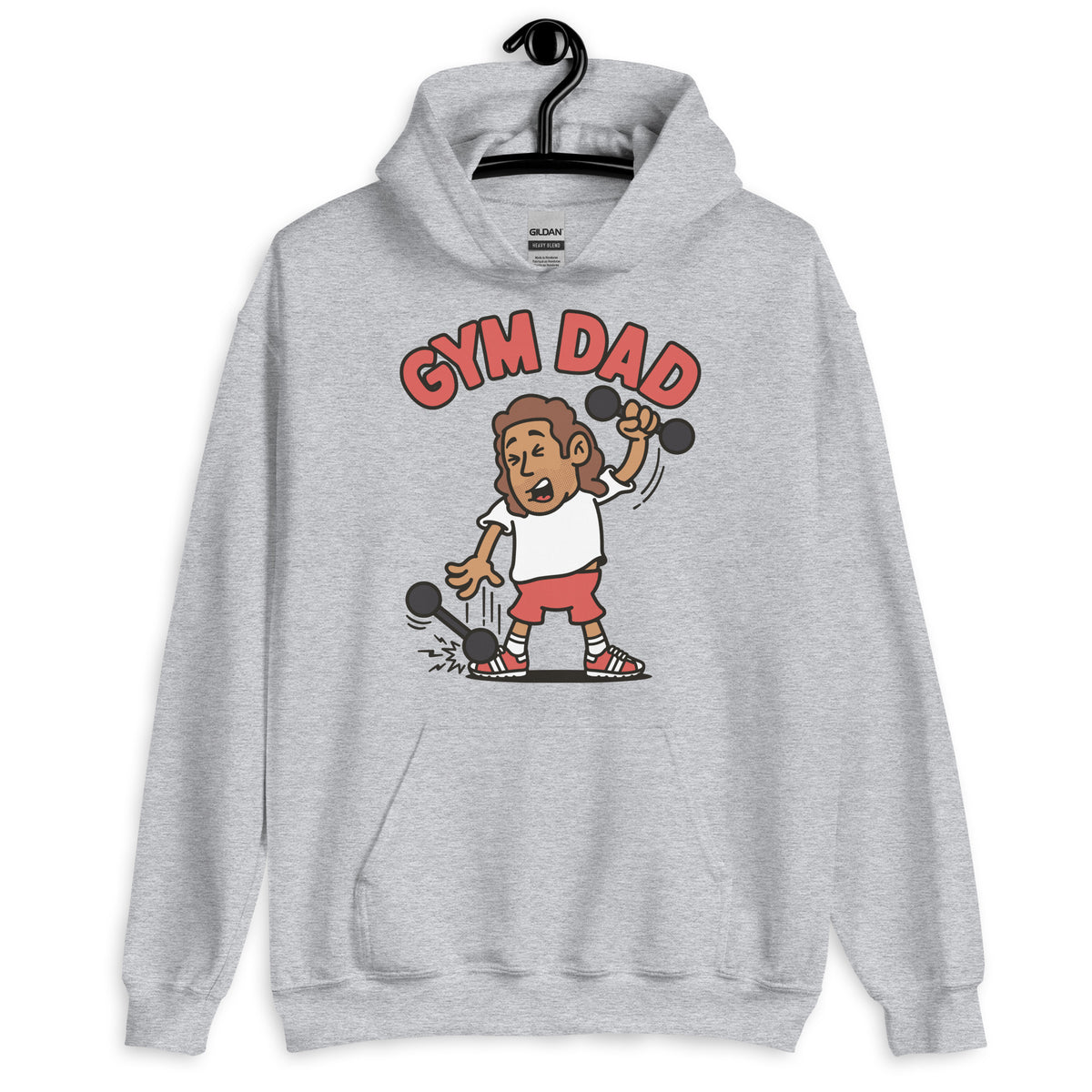 Gym Brown Hair Tan Skin Tone No-Glasses Long Stubble Dad Hoodie