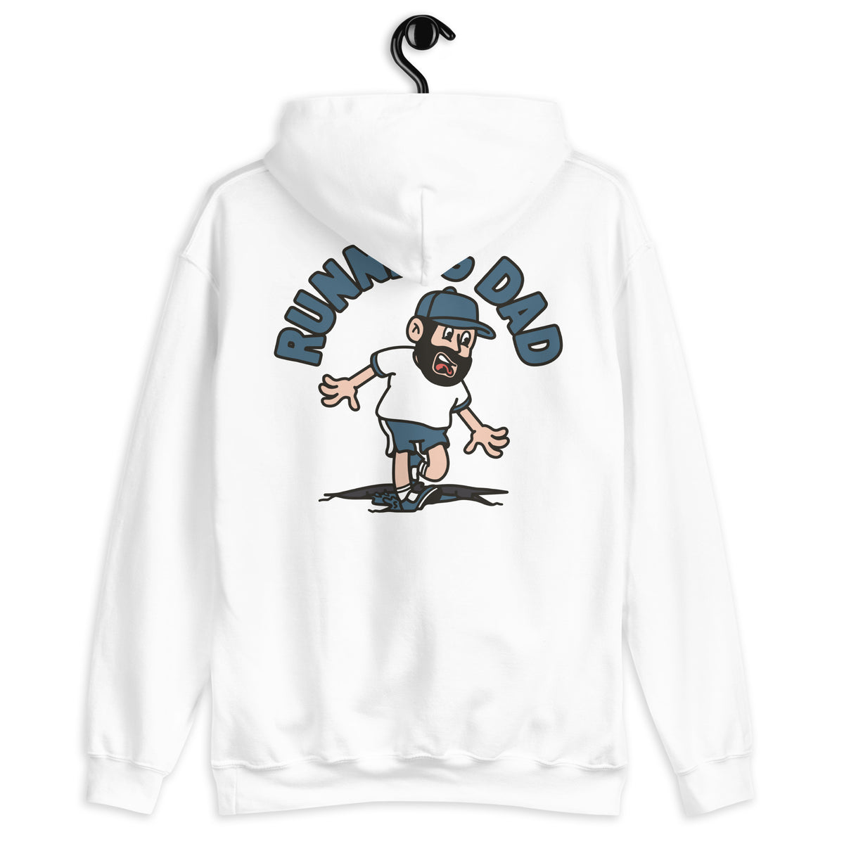 Running Black Hair Light Skin Tone No-Glasses Beard Dad Hoodie