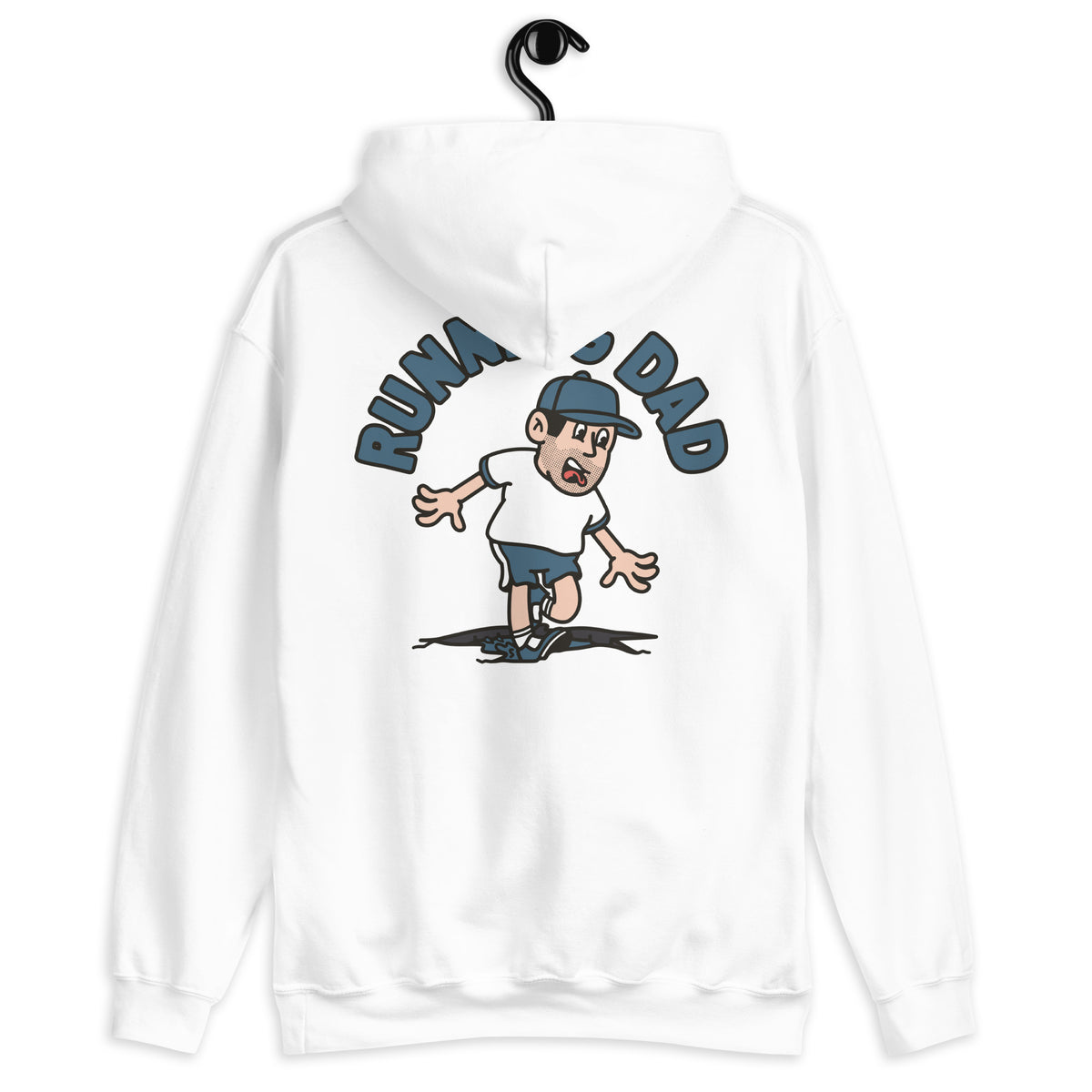 Running Black Hair Light Skin Tone No-Glasses Stubble Dad Hoodie