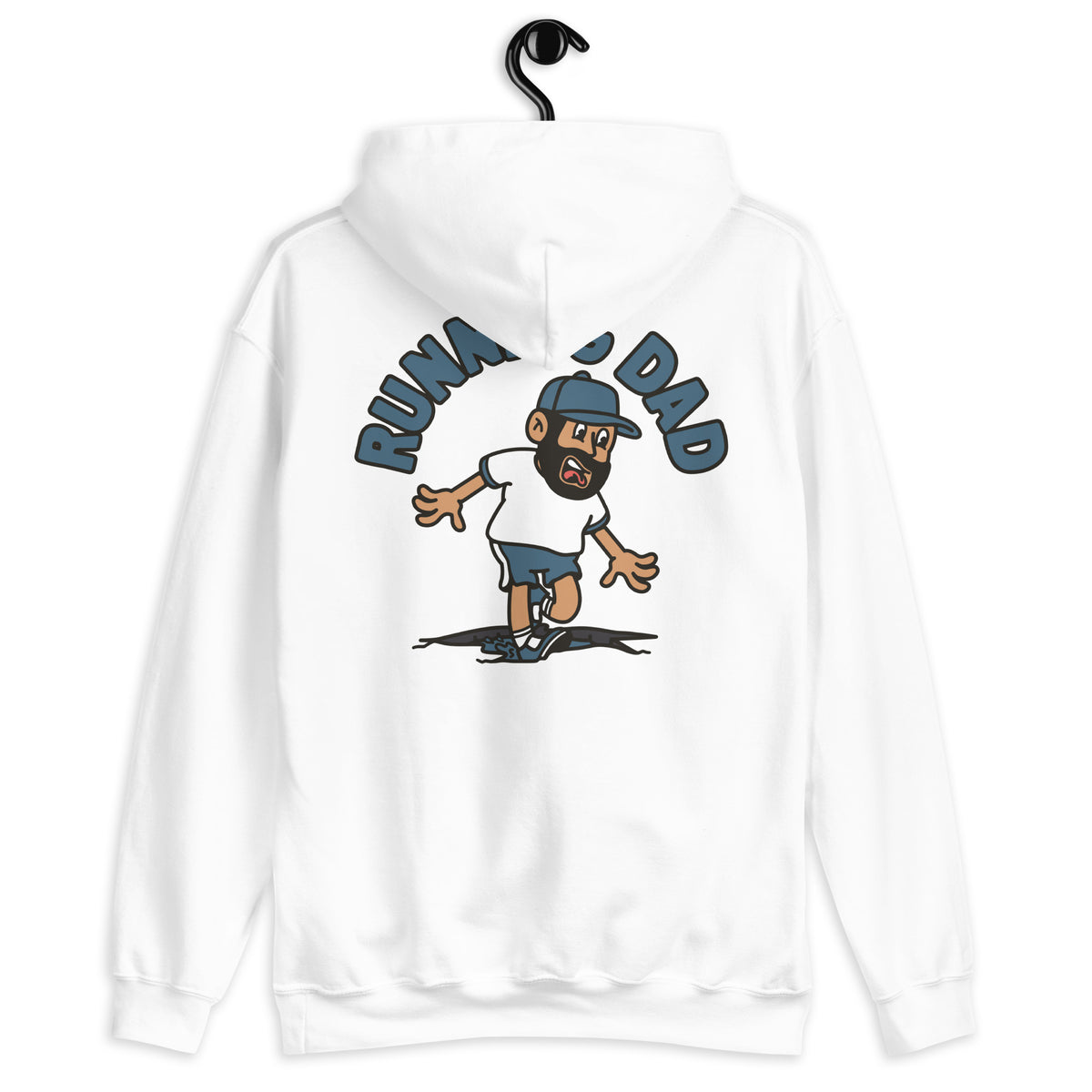 Running Black Hair Tan Skin Tone No-Glasses Beard Dad Hoodie