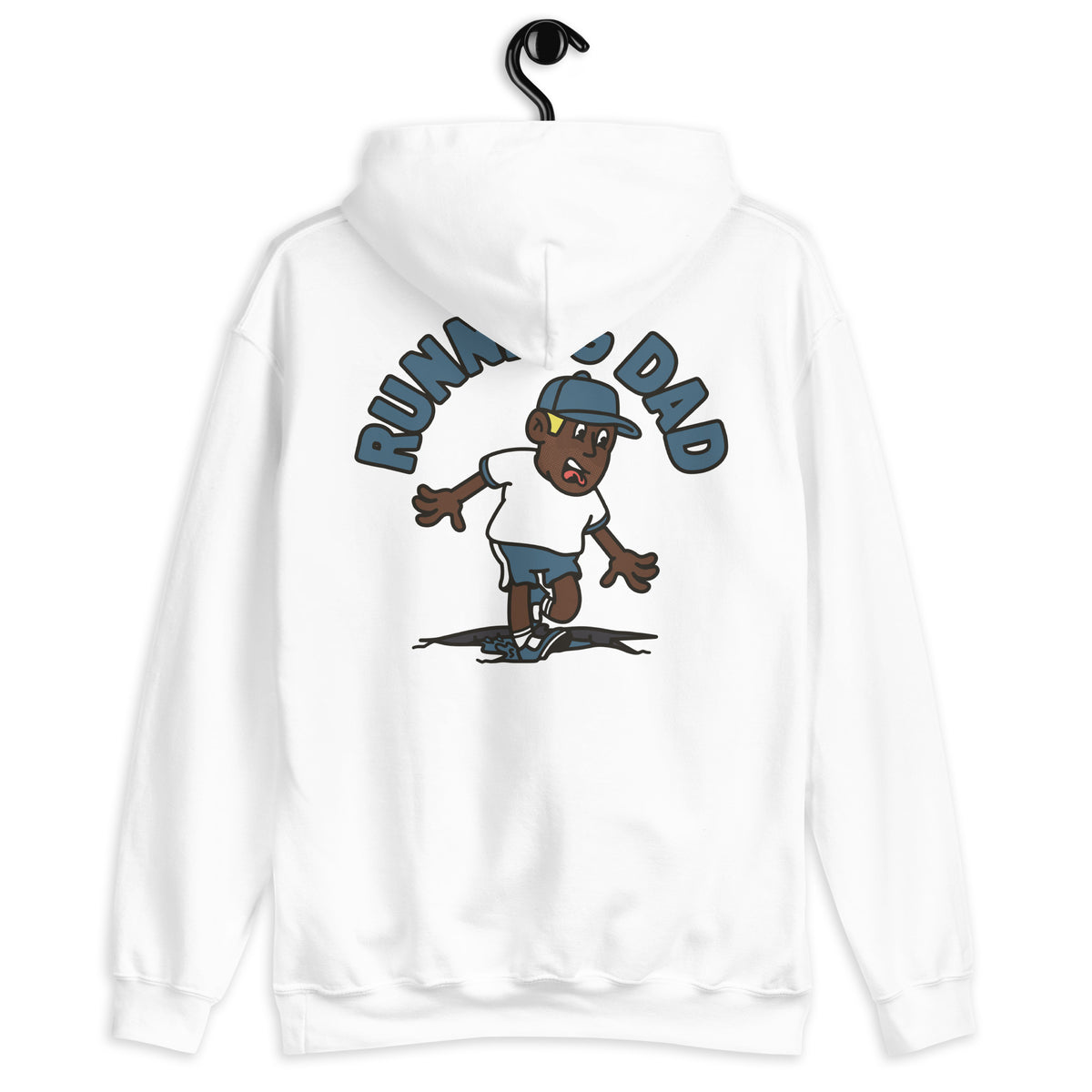 Running Blond Hair Dark Skin Tone No-Glasses Stubble Dad Hoodie