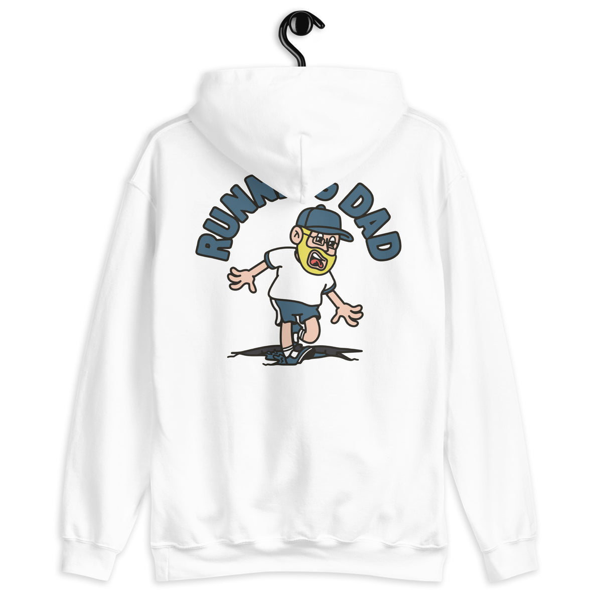 Running Blond Hair Light Skin Tone Glasses Beard Dad Hoodie