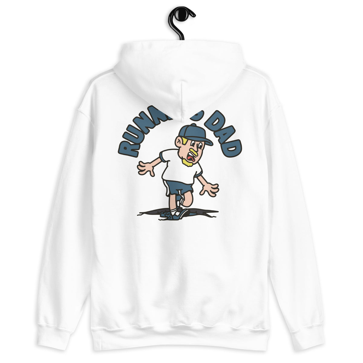 Running Blond Hair Light Skin Tone No-Glasses Moustache & Chin Beard Dad Hoodie