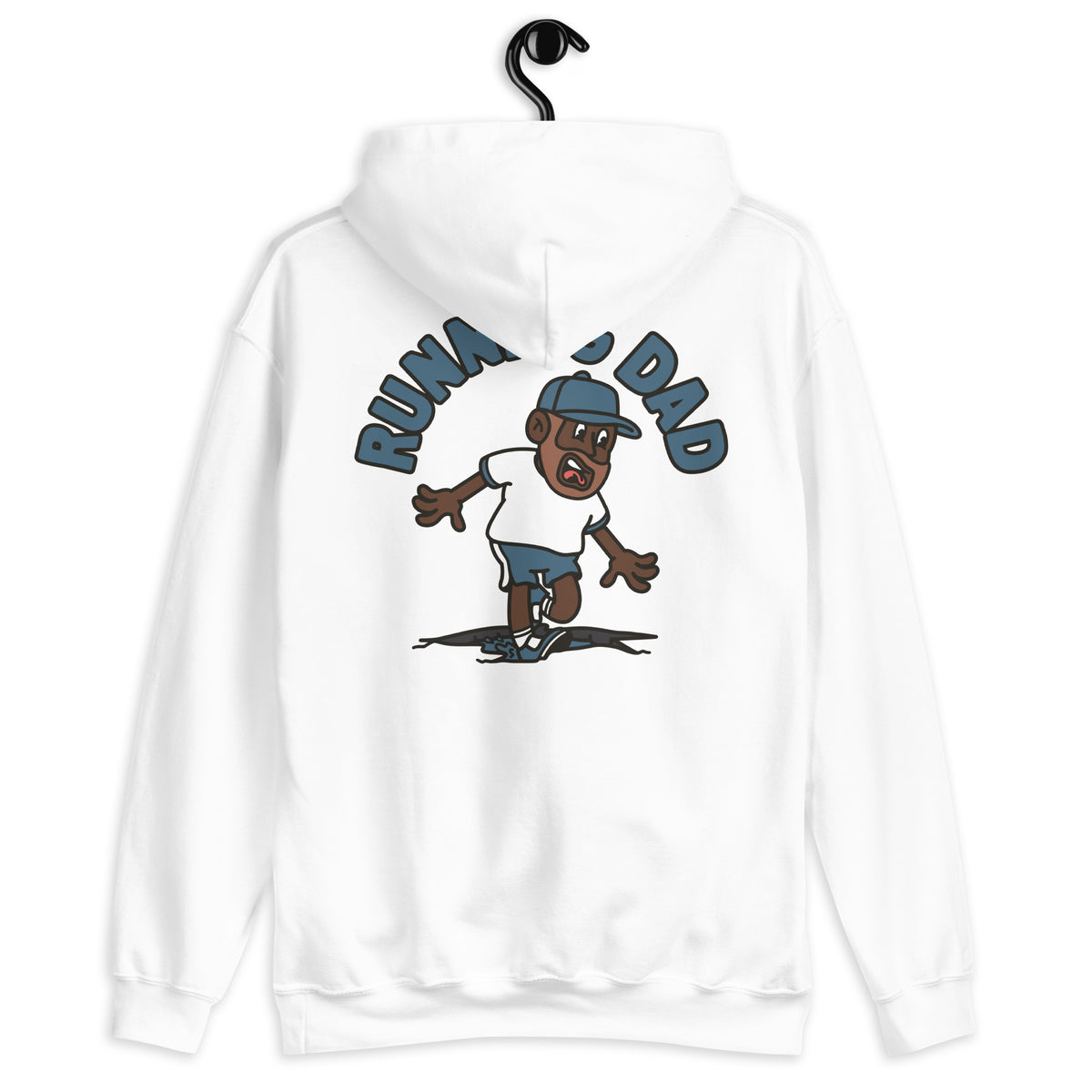 Running Brown Hair Dark Skin Tone No-Glasses Beard Dad Hoodie