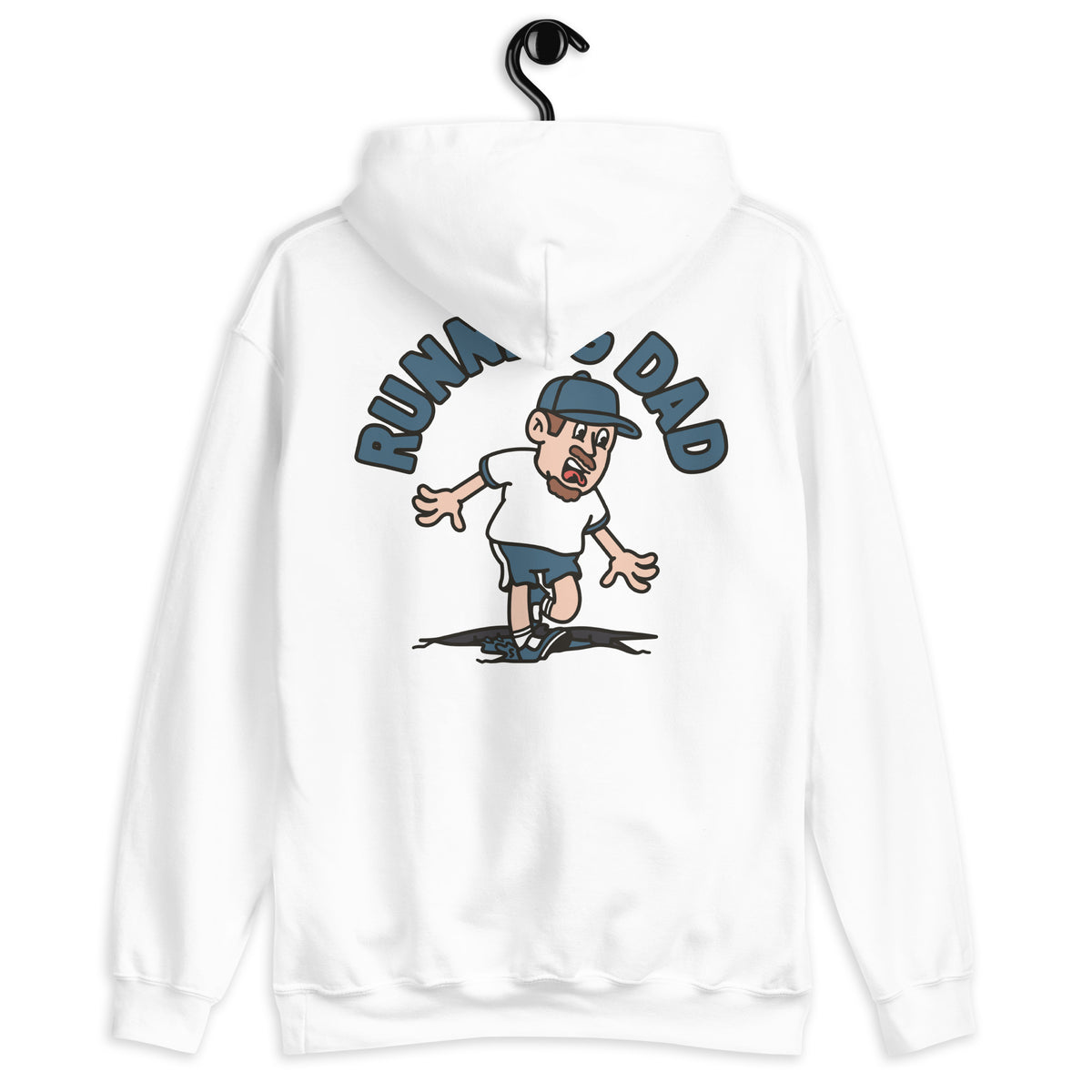 Running Brown Hair Light Skin Tone No-Glasses Moustache & Chin Beard Dad Hoodie