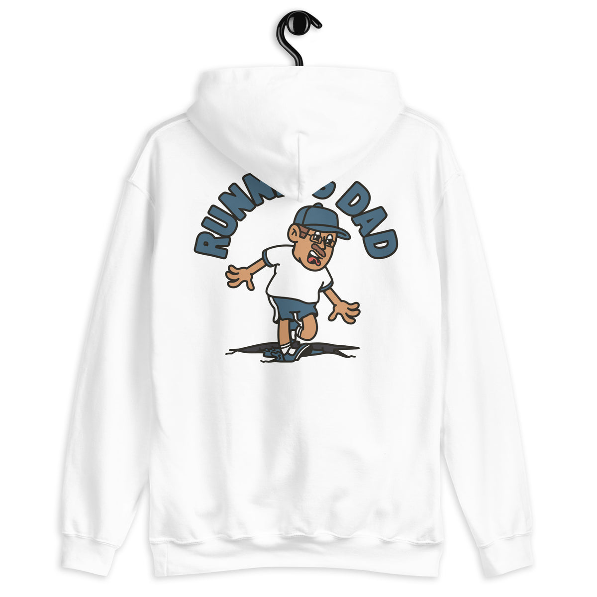 Running Brown Hair Tan Skin Tone Glasses Moustache Dad Hoodie