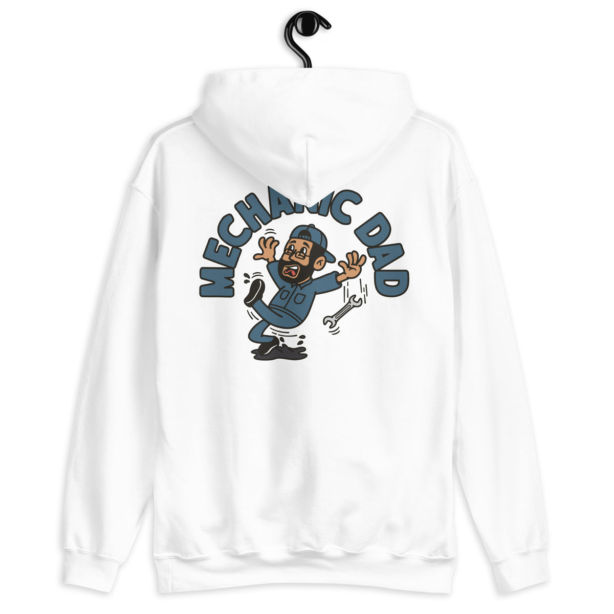 Mechanic Black Hair Tan Skin Tone Glasses Beard Dad Hoodie