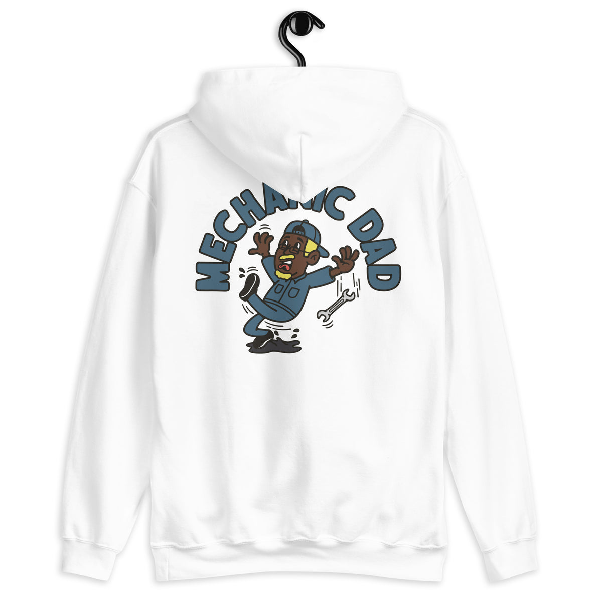 Mechanic Blond Hair Dark Skin Tone Glasses Moustache & Chin Beard Dad Hoodie