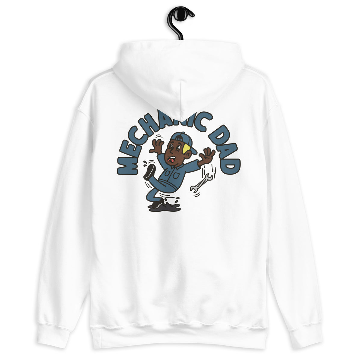 Mechanic Blond Hair Dark Skin Tone No-Glasses Stubble Dad Hoodie