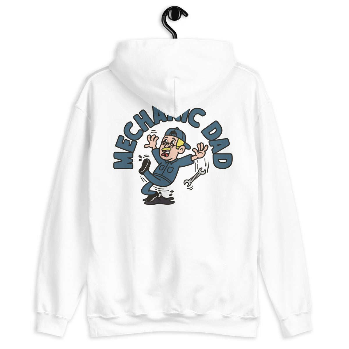 Mechanic Blond Hair Light Skin Tone Glasses Moustache Dad Hoodie