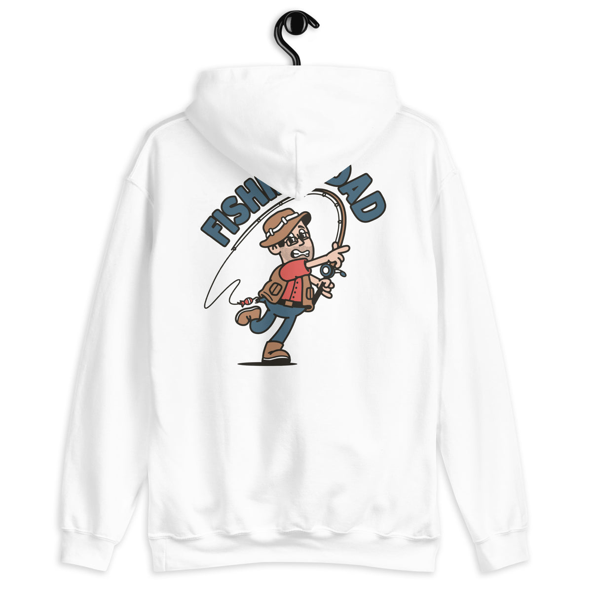 Fishing Black Hair Light Skin Tone Glasses Stubble Dad Hoodie