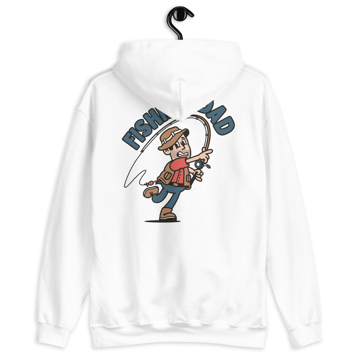 Fishing Black Hair Light Skin Tone No-Glasses Stubble Dad Hoodie