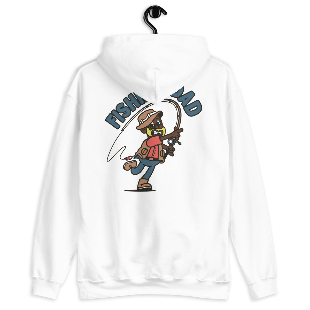 Fishing Blond Hair Dark Skin Tone Glasses Beard Dad Hoodie