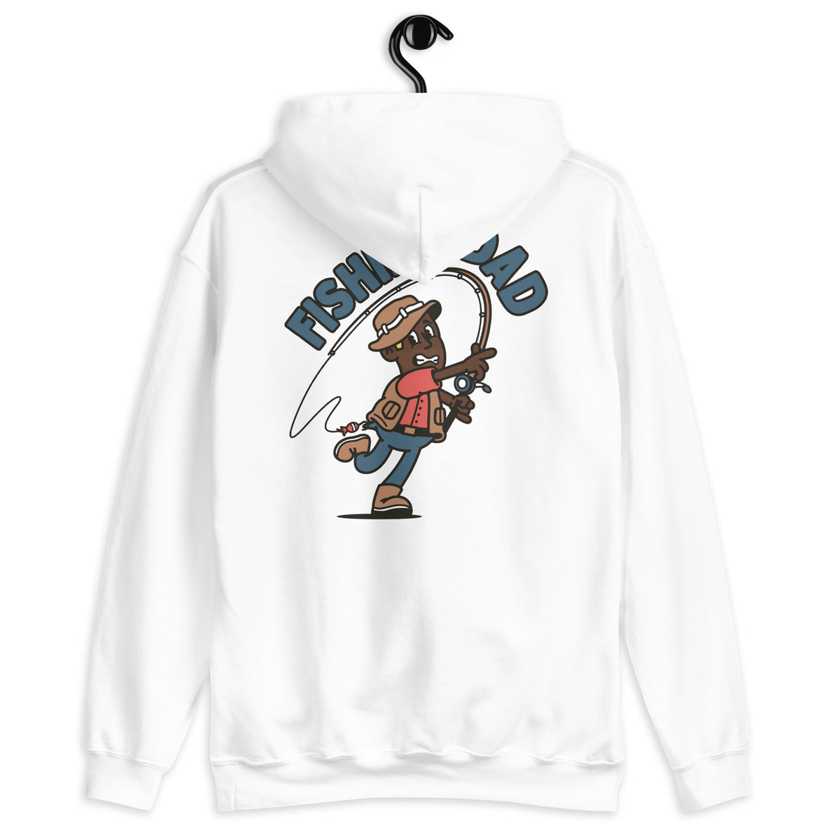 Fishing Blond Hair Dark Skin Tone No-Glasses Stubble Dad Hoodie