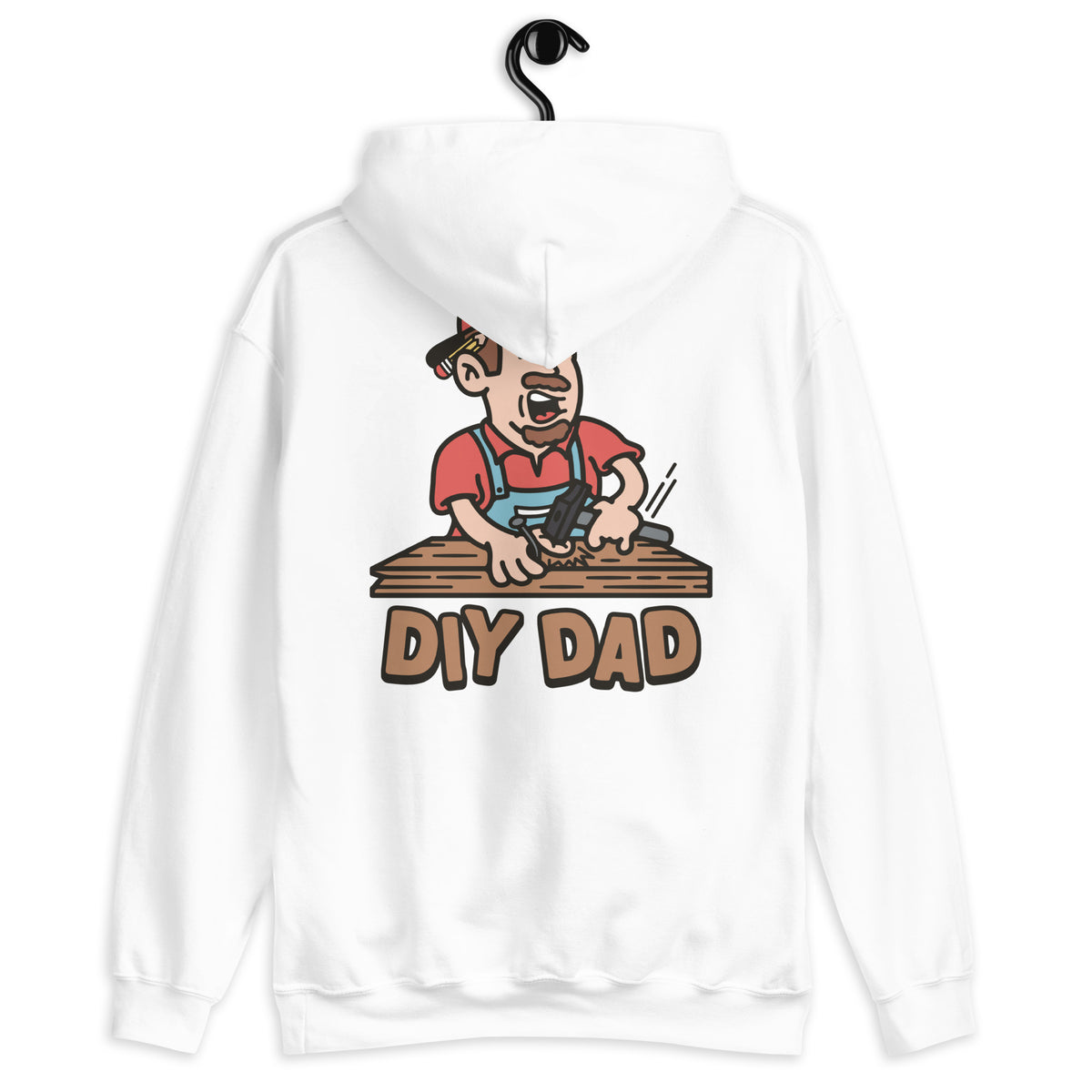 DIY Brown Hair Light Skin Tone No-Glasses Moustache & Chin Beard Dad Hoodie