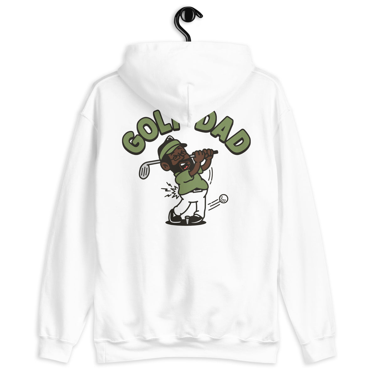 Golf Black Hair Dark Skin Tone Glasses Beard Dad Hoodie