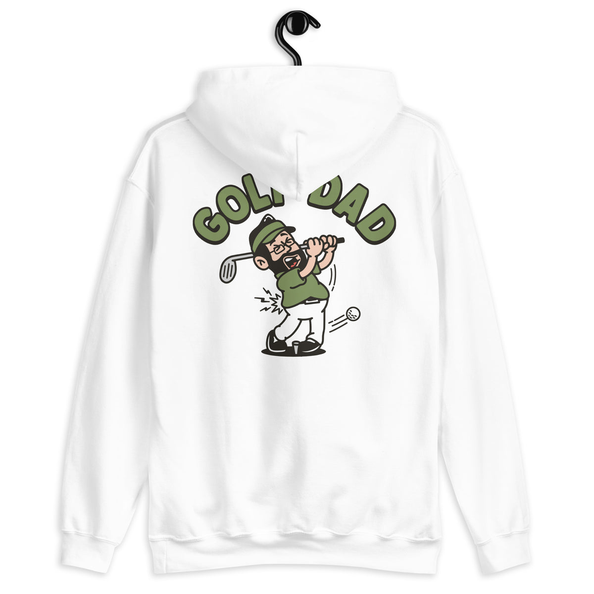 Golf Black Hair Light Skin Tone Glasses Beard Dad Hoodie