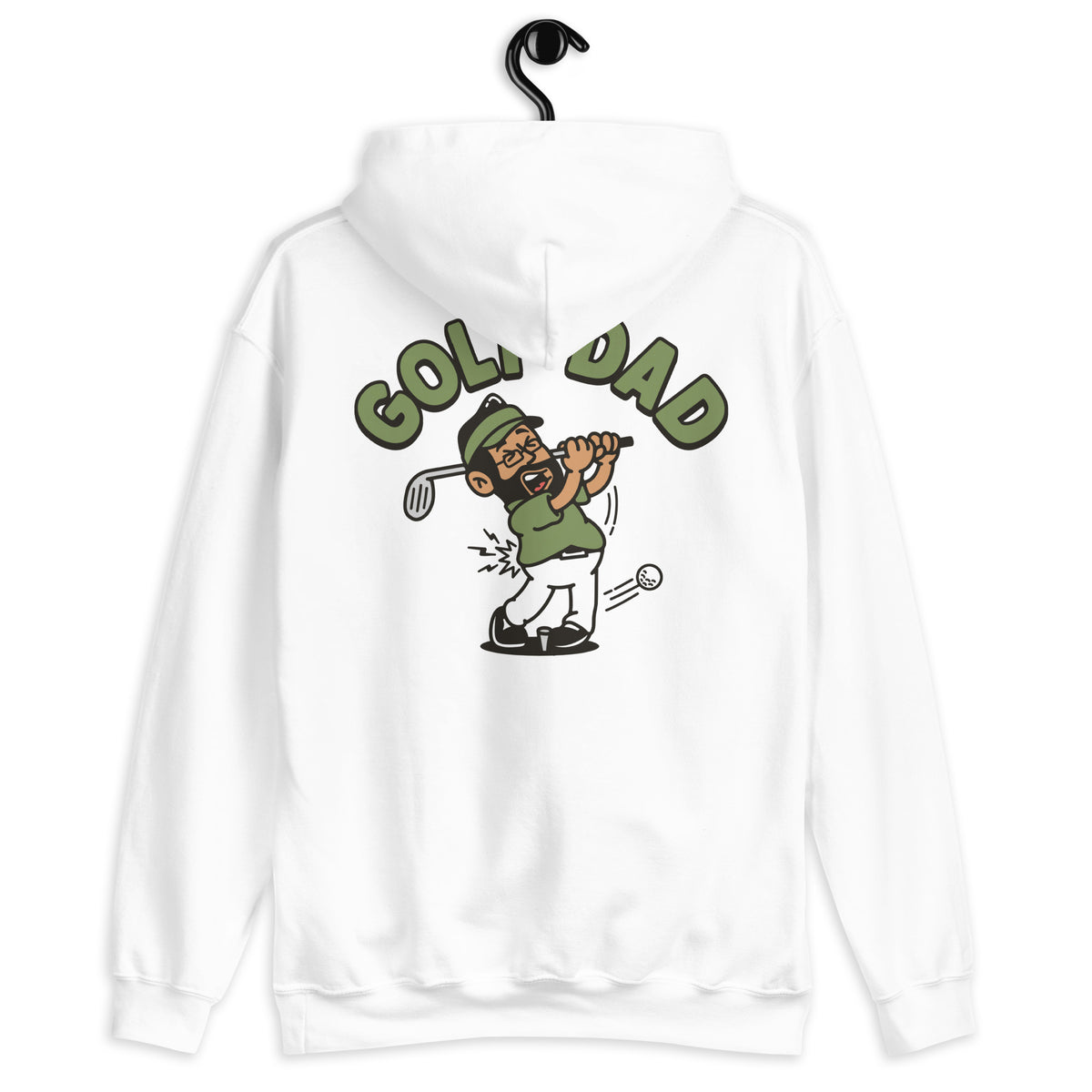 Golf Black Hair Tan Skin Tone Glasses Beard Dad Hoodie