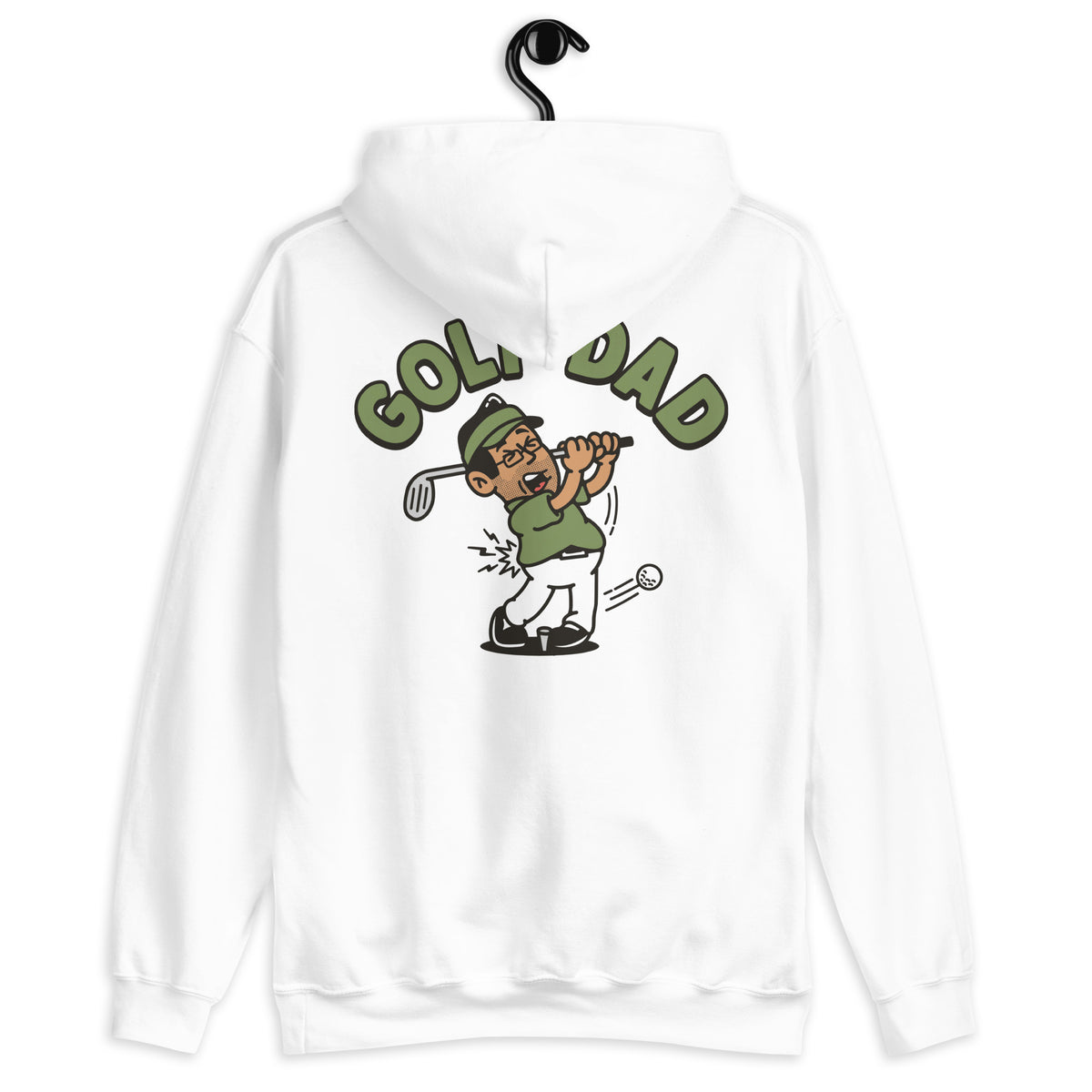 Golf Black Hair Tan Skin Tone Glasses Stubble Dad Hoodie