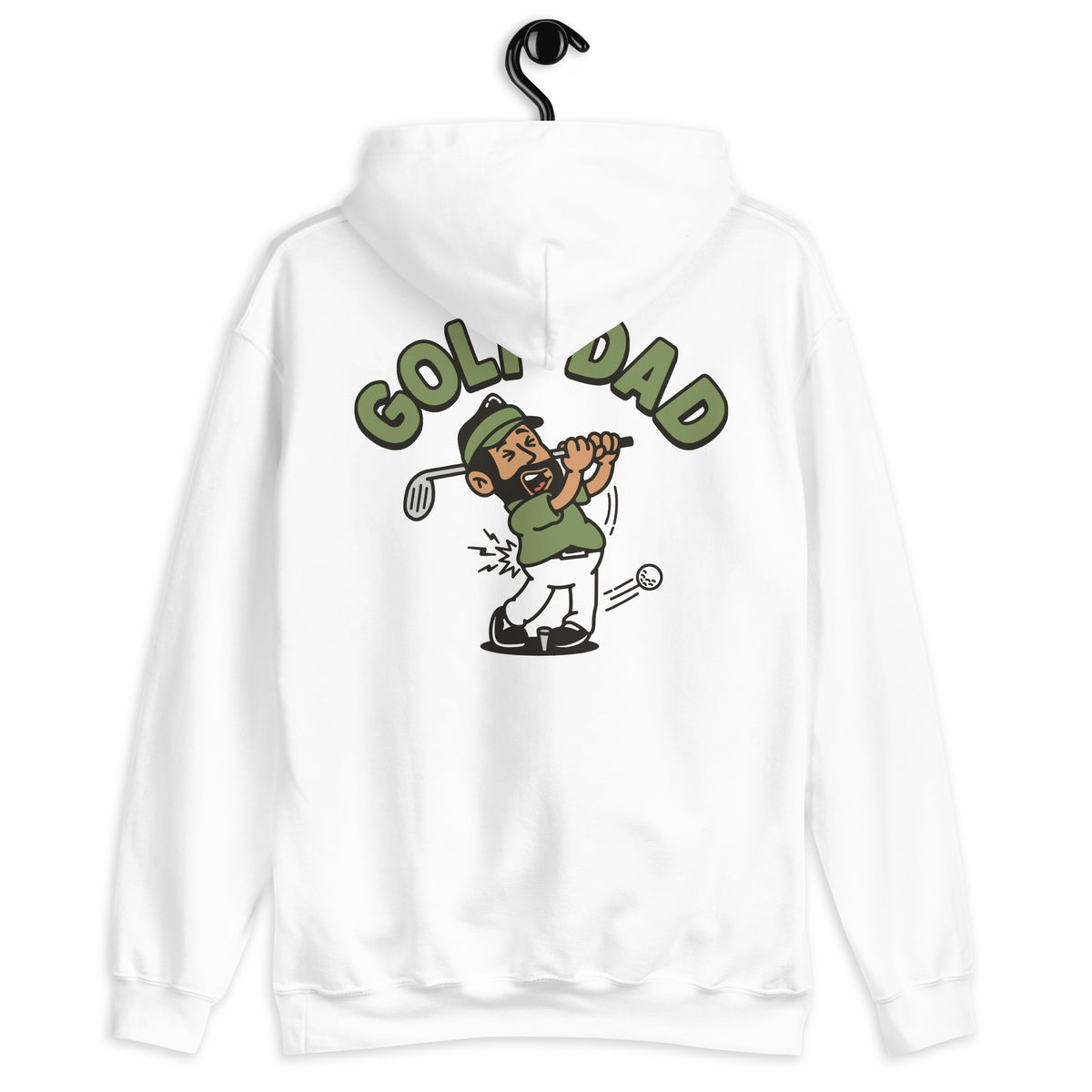 Golf Black Hair Tan Skin Tone No-Glasses Beard Dad Hoodie