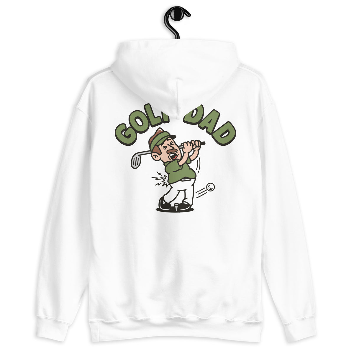 Golf Brown Hair Light Skin Tone No-Glasses Moustache Dad Hoodie