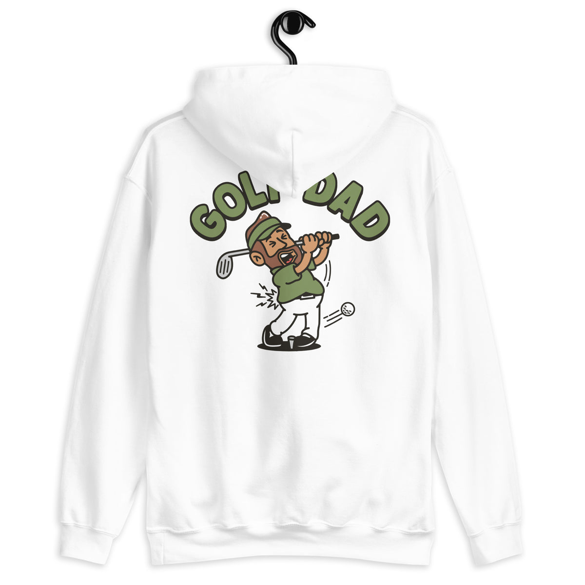 Golf Brown Hair Tan Skin Tone No-Glasses Beard Dad Hoodie