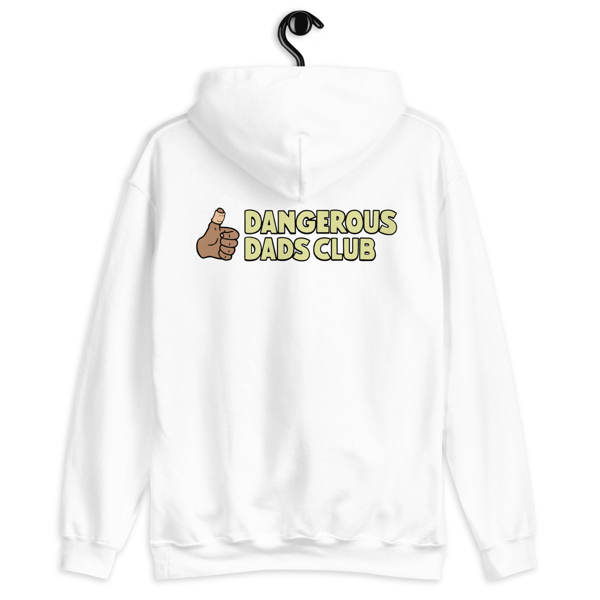 Dangerous Dads Club Hoodie - yellow logo with tan thumb
