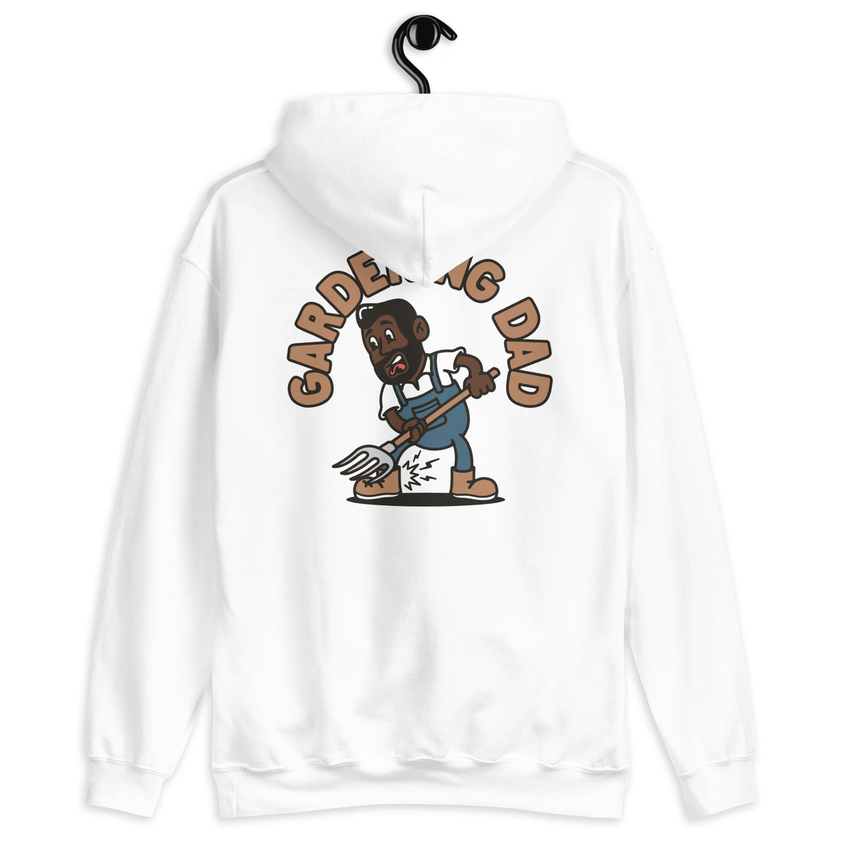 Gardening Black Hair Dark Skin Tone No-Glasses Medium Beard Dad Hoodie