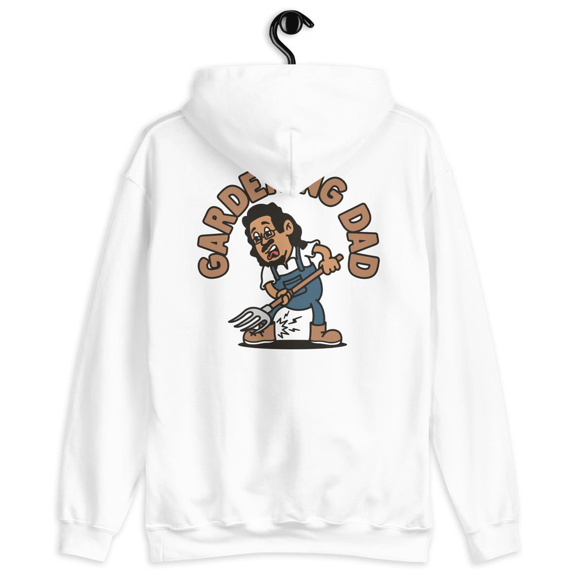 Gardening Black Hair Tan Skin Tone Glasses Long Moustache & Chin Beard Dad Hoodie