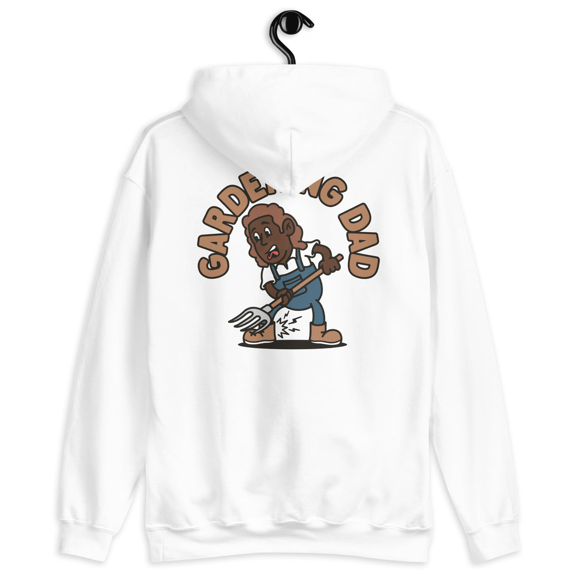 Gardening Brown Hair Dark Skin Tone No-Glasses Long Stubble Dad Hoodie