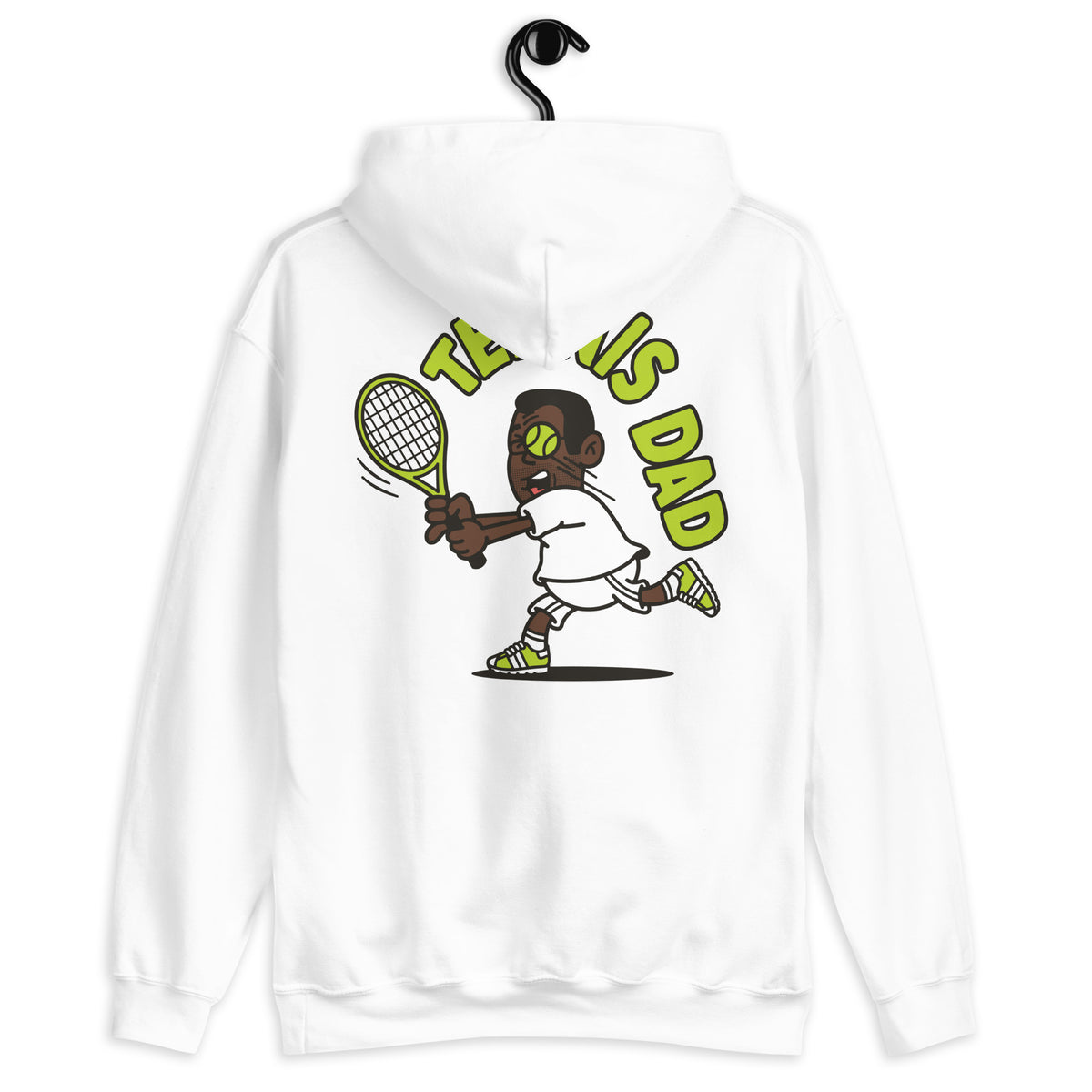 Tennis Black Hair Dark Skin Tone Glasses Short Stubble Dad Hoodie