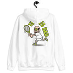 Tennis Black Hair Light Skin Tone Glasses Bald Stubble Dad Hoodie