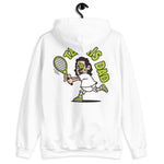 Tennis Black Hair Light Skin Tone Glasses Long Moustache Dad Hoodie