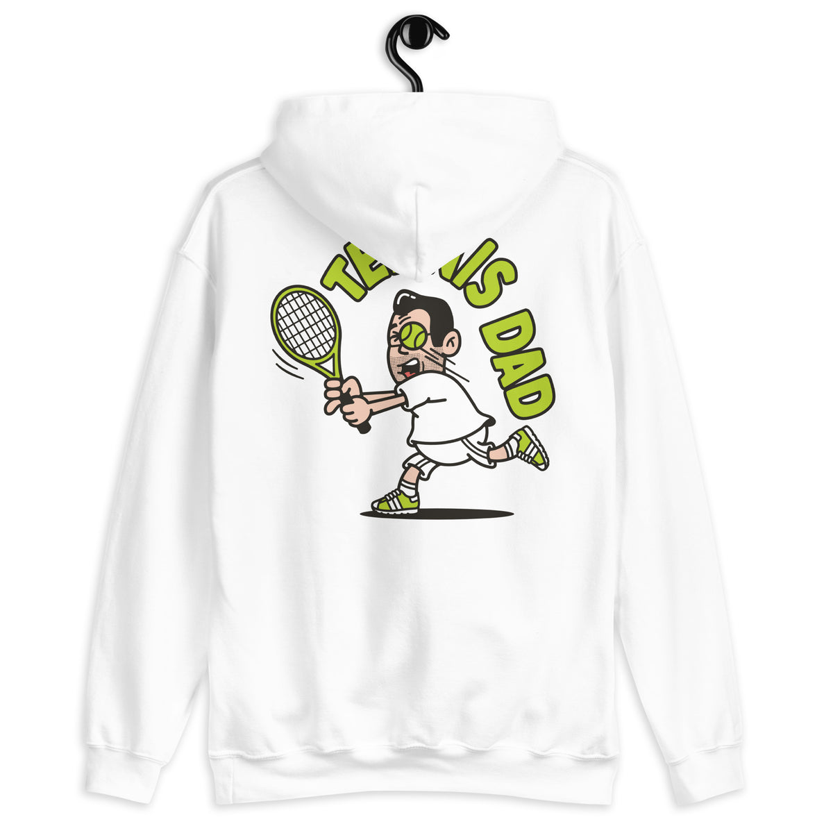 Tennis Black Hair Light Skin Tone Glasses Medium Stubble Dad Hoodie