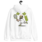 Tennis Black Hair Light Skin Tone No-Glasses Bald Beard Dad Hoodie