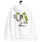 Tennis Black Hair Light Skin Tone No-Glasses Medium Moustache Dad Hoodie