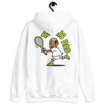 Tennis Black Hair Tan Skin Tone Glasses Bald Stubble Dad Hoodie